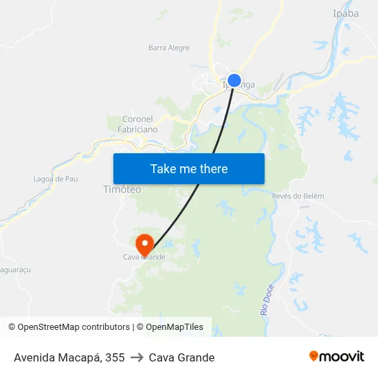 Avenida Macapá, 355 to Cava Grande map