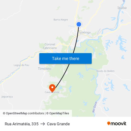 Rua Arimatéia, 335 to Cava Grande map