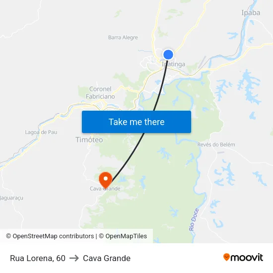 Rua Lorena, 60 to Cava Grande map