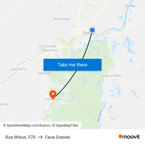 Rua Ilhéus, 370 to Cava Grande map