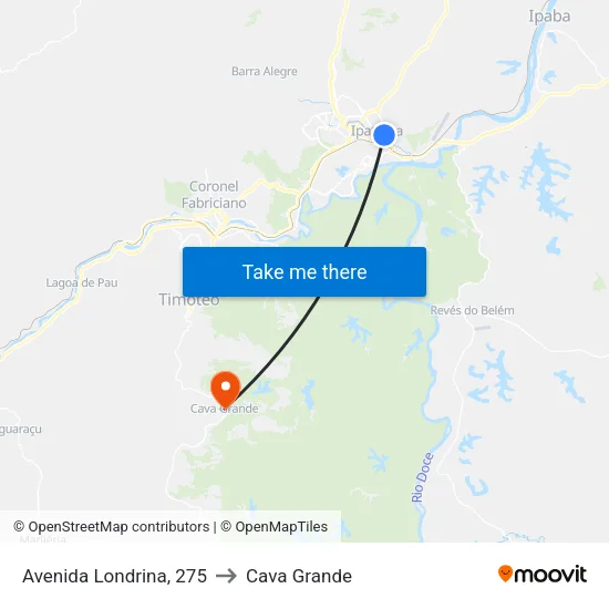 Avenida Londrina, 275 to Cava Grande map