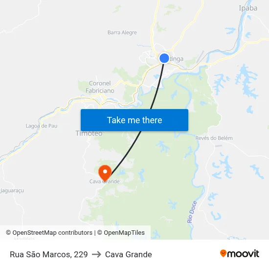 Rua São Marcos, 229 to Cava Grande map