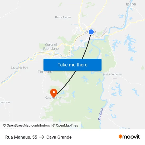 Rua Manaus, 55 to Cava Grande map