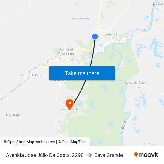 Avenida José Júlio Da Costa, 2290 to Cava Grande map