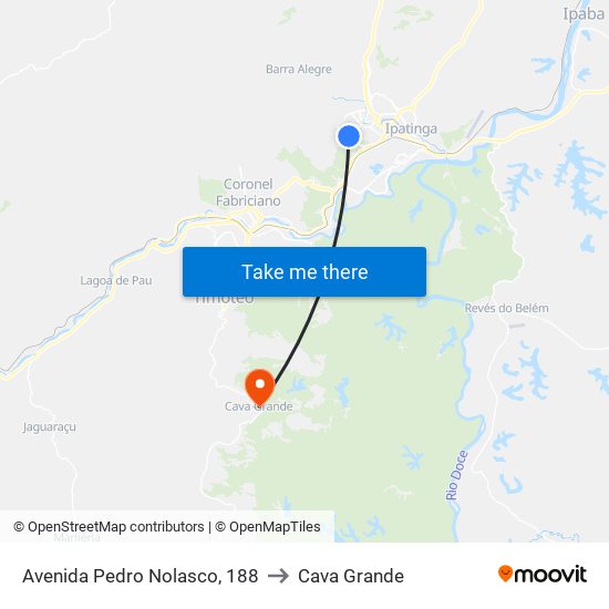 Avenida Pedro Nolasco, 188 to Cava Grande map