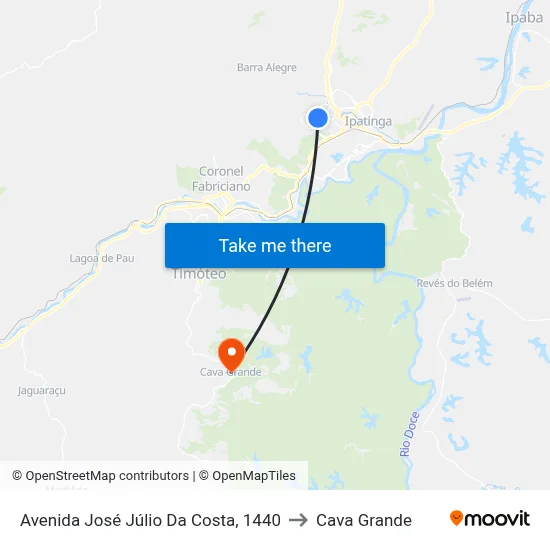 Avenida José Júlio Da Costa, 1440 to Cava Grande map