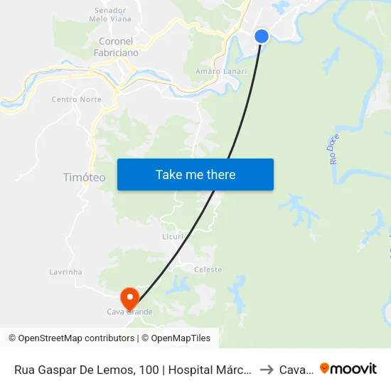 Rua Gaspar De Lemos, 100 | Hospital Márcio Cunha, Unidade 2 - Linhas Intermunicipais to Cava Grande map