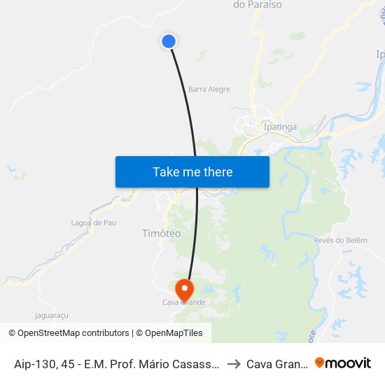 Aip-130, 45 - E.M. Prof. Mário Casassanta to Cava Grande map