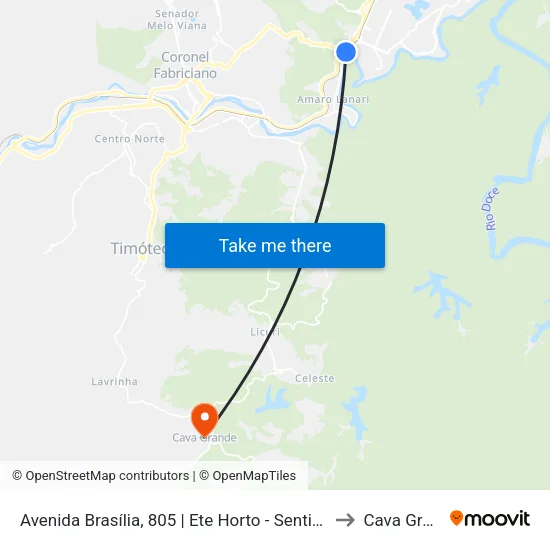 Avenida Brasília, 805 | Ete Horto - Sentido Ipatinga to Cava Grande map