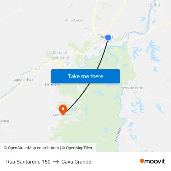 Rua Santarém, 150 to Cava Grande map