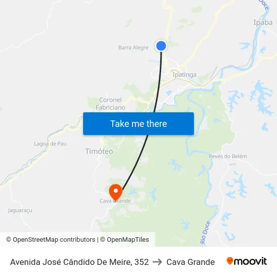 Avenida José Cândido De Meire, 352 to Cava Grande map