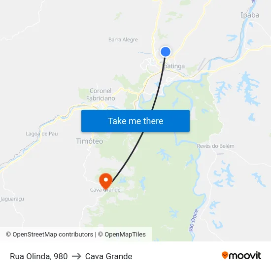 Rua Olinda, 980 to Cava Grande map