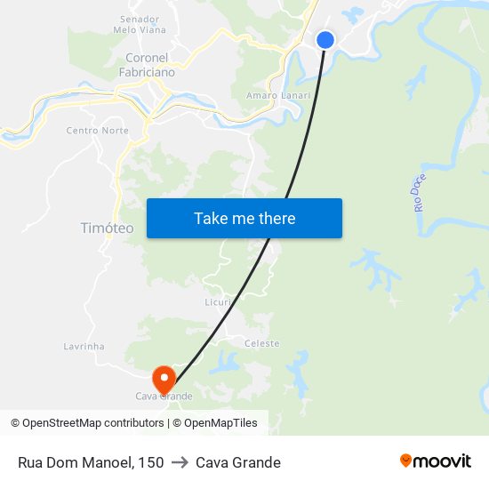 Rua Dom Manoel, 150 to Cava Grande map