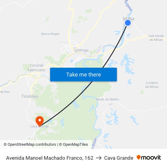 Avenida Manoel Machado Franco, 162 to Cava Grande map