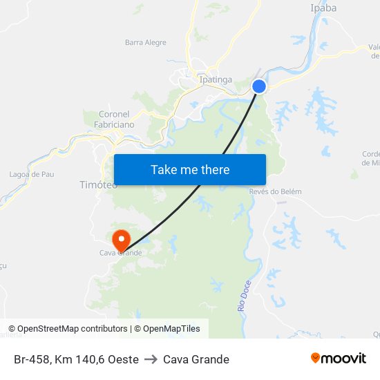 Br-458, Km 140,6 Oeste to Cava Grande map