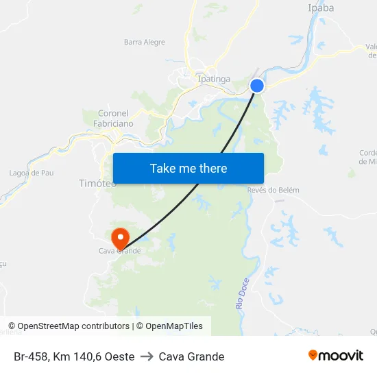 Br-458, Km 140,6 Oeste to Cava Grande map