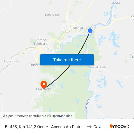 Br-458, Km 141,2 Oeste - Acesso Ao Distrito Industrial/Motel Vale Verde to Cava Grande map