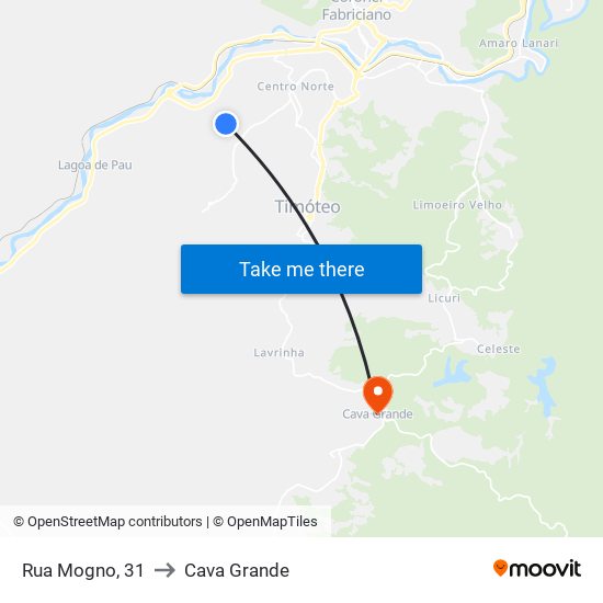 Rua Mogno, 31 to Cava Grande map