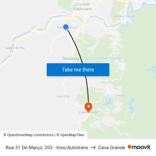 Rua 31 De Março, 203 - Inss/Autotrans to Cava Grande map