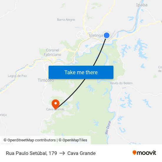 Rua Paulo Setúbal, 179 to Cava Grande map