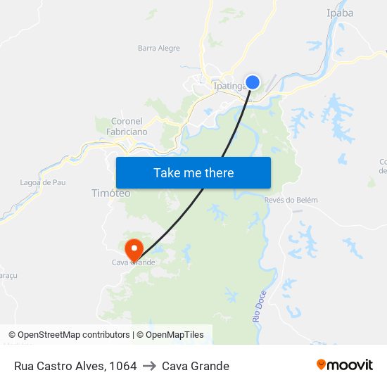 Rua Castro Alves, 1064 to Cava Grande map