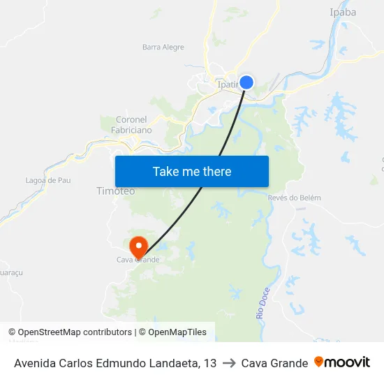 Avenida Carlos Edmundo Landaeta, 13 to Cava Grande map
