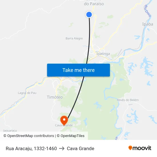 Rua Aracaju, 1332-1460 to Cava Grande map