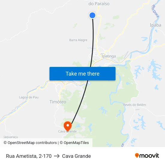 Rua Ametista, 2-170 to Cava Grande map