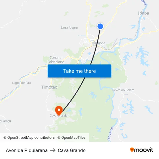 Avenida Piquiarana to Cava Grande map