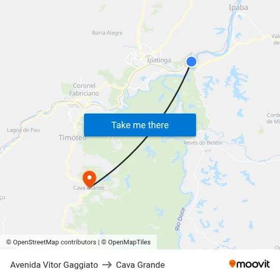 Avenida Vitor Gaggiato to Cava Grande map