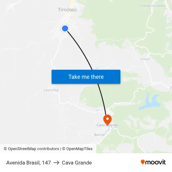 Avenida Brasil, 147 to Cava Grande map