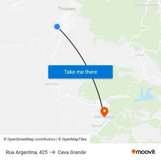 Rua Argentina, 425 to Cava Grande map