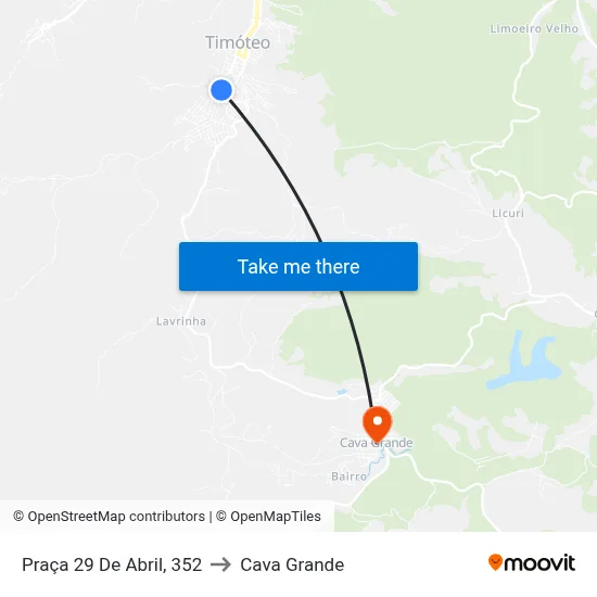 Praça 29 De Abril, 352 to Cava Grande map