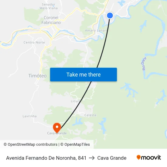 Avenida Fernando De Noronha, 841 to Cava Grande map