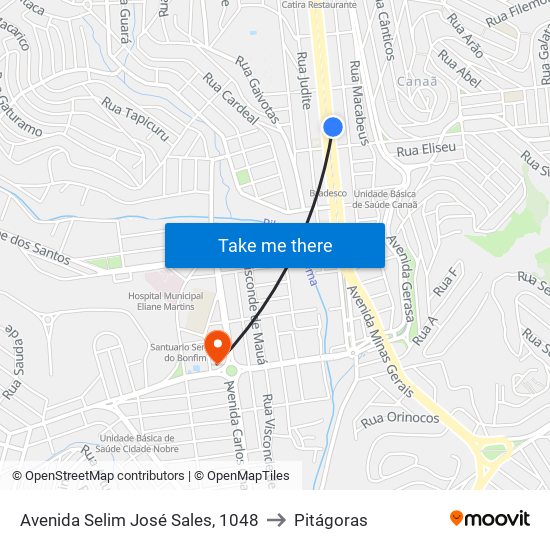 Avenida Selim José Sales, 1048 to Pitágoras map