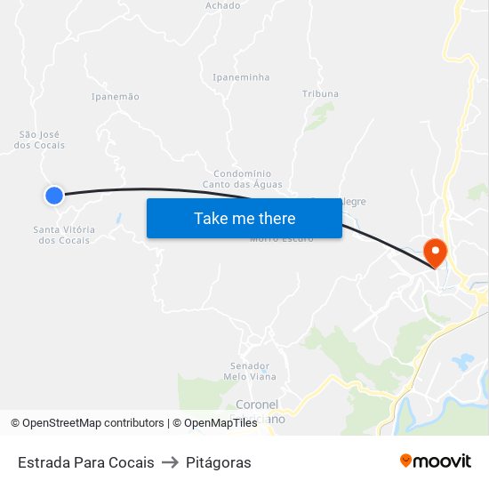 Estrada Para Cocais to Pitágoras map
