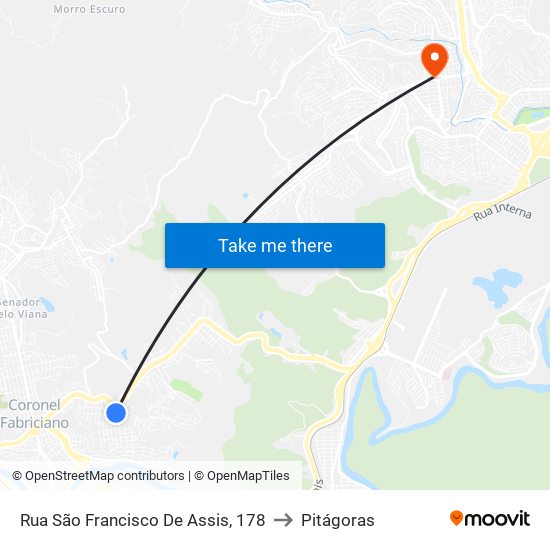 Rua São Francisco De Assis, 178 to Pitágoras map