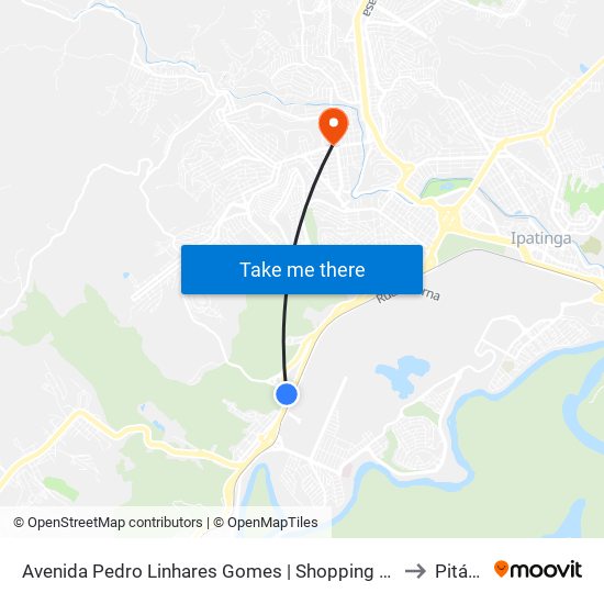 Avenida Pedro Linhares Gomes | Shopping Do Vale Do Aço (Sentido B.H.) to Pitágoras map