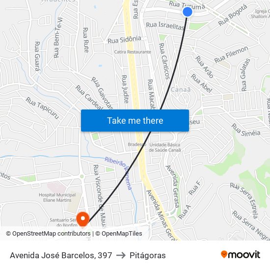 Avenida José Barcelos, 397 to Pitágoras map