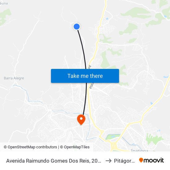 Avenida Raimundo Gomes Dos Reis, 2045 to Pitágoras map