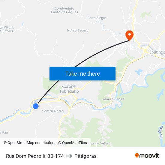 Rua Dom Pedro Ii, 30-174 to Pitágoras map