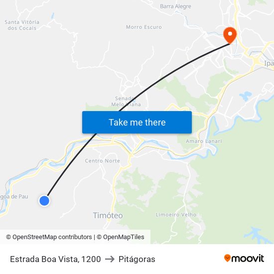Estrada Boa Vista, 1200 to Pitágoras map
