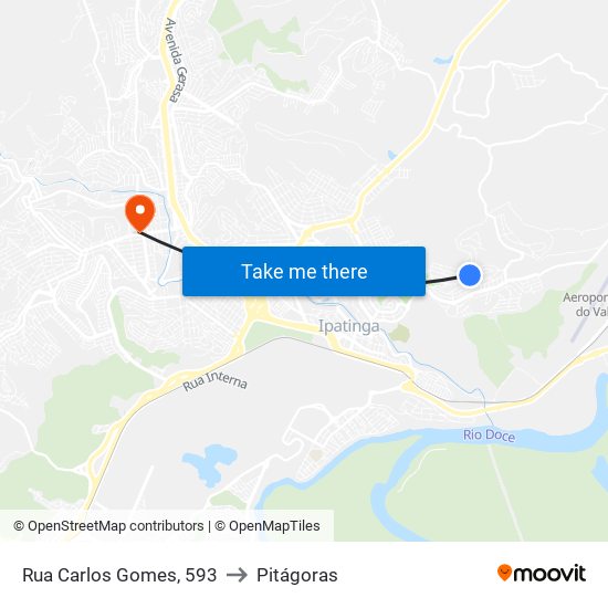 Rua Carlos Gomes, 593 to Pitágoras map