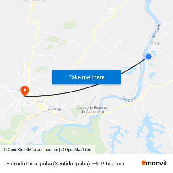 Estrada Para Ipaba (Sentido Ipaba) to Pitágoras map