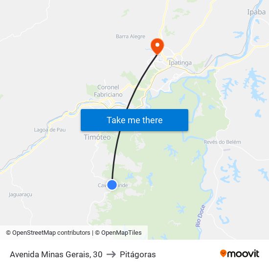 Avenida Minas Gerais, 30 to Pitágoras map