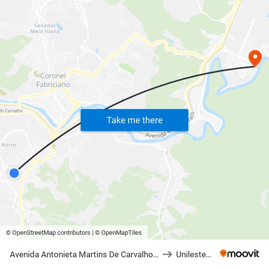Avenida Antonieta Martins De Carvalho, 24 to Unilestemg map
