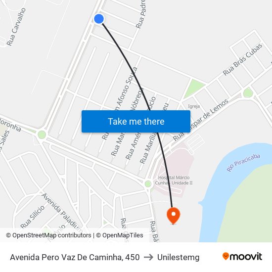 Avenida Pero Vaz De Caminha, 450 to Unilestemg map