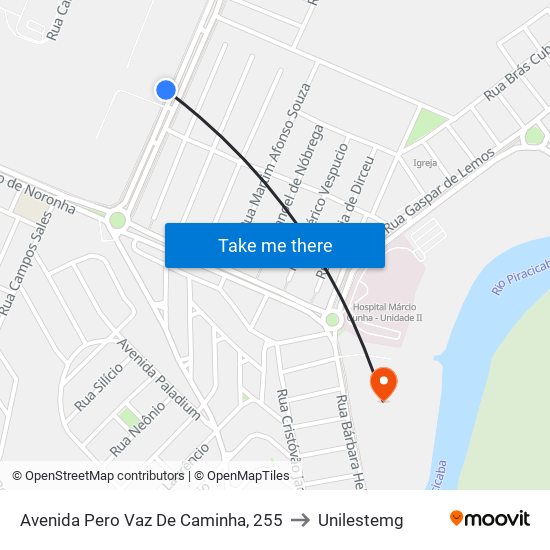 Avenida Pero Vaz De Caminha, 255 to Unilestemg map