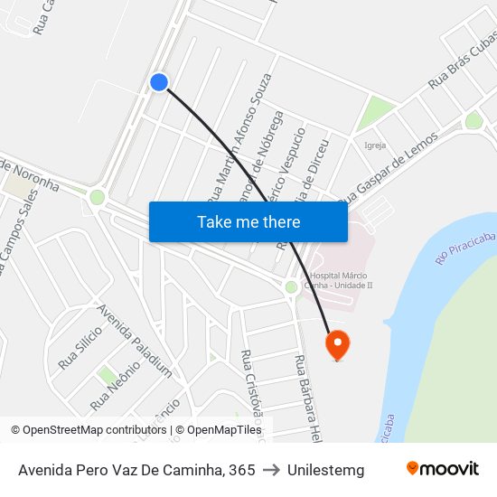 Avenida Pero Vaz De Caminha, 365 to Unilestemg map