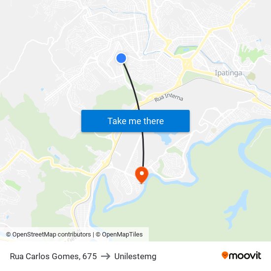 Rua Carlos Gomes, 675 to Unilestemg map